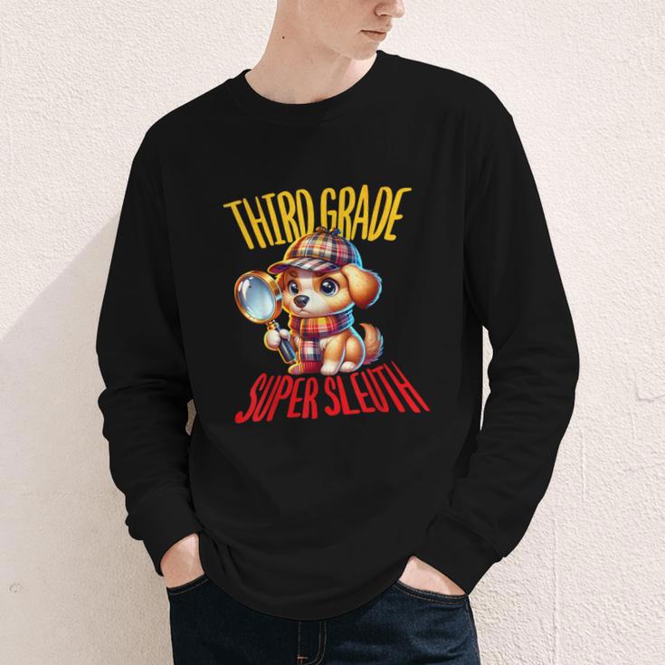 3rd Grade Super Sleuth Dog Detective Back To School Kids Youth Long Sleeve Tee