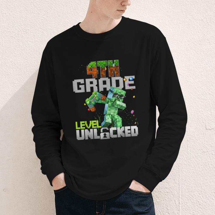 4th Grade Level Unlocked Back To School Pixel Game Youth Long Sleeve Tee
