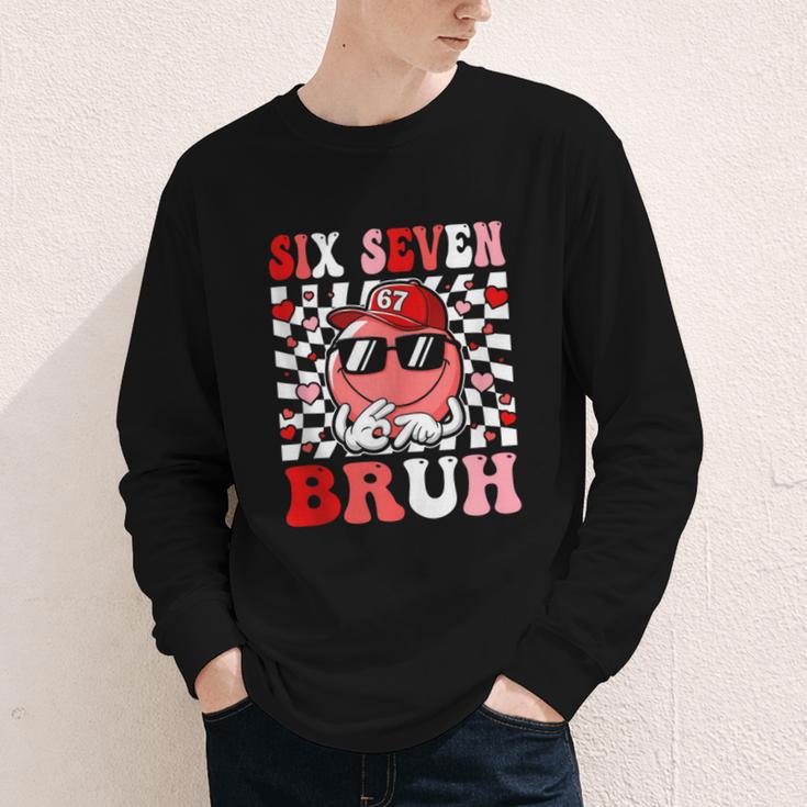 6 7 Bruh Six Seven Valentine Heart Baseball Youth Long Sleeve Tee