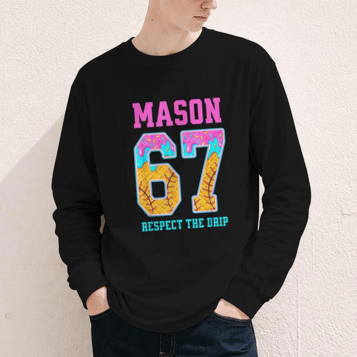 6 7 Mason Baseball Drip Youth Long Sleeve Tee
