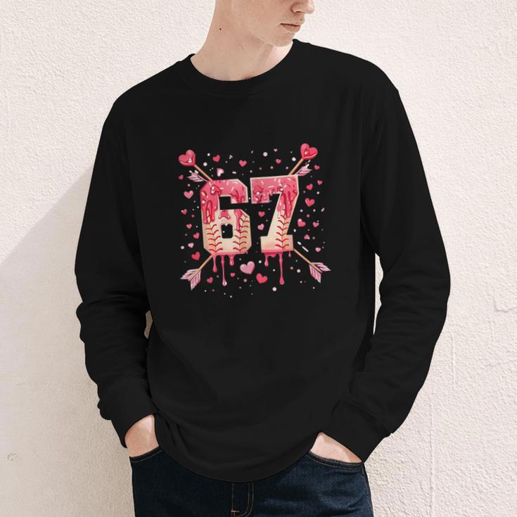 6 7 Melting Number Arrow Baseball Drip Valentine's Day Youth Long Sleeve Tee