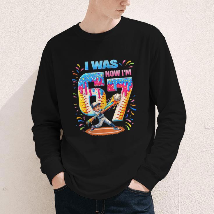 I Was 6 Now I'm 7 Baseball Birthday Boy For Teens Kids Youth Long Sleeve Tee