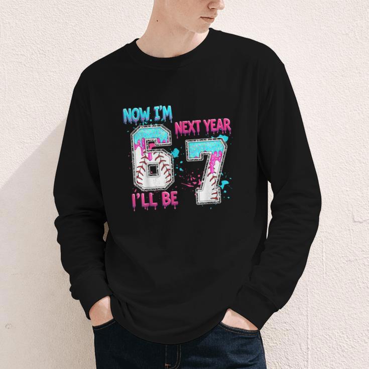 Now Im 6 Next Year I'Ll Be 7 Baseball Ice Cream Drip 67 Meme Youth Long Sleeve Tee Now Im 6 Next Year I'Ll Be 7 Baseball Ice Cream Drip 67 Meme Youth Long Sleeve Tee