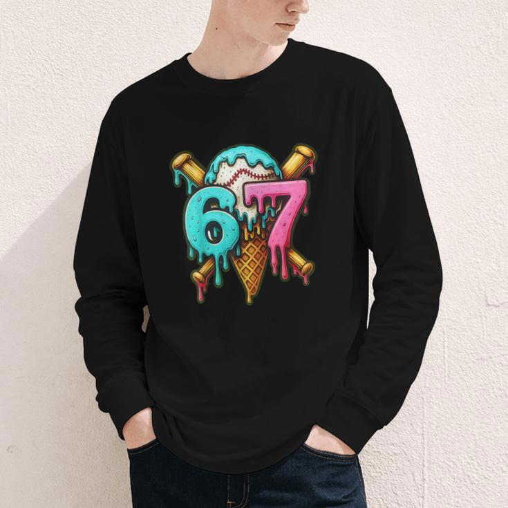 67 Baseball Ice Cream Drip Kids Youth Long Sleeve Tee