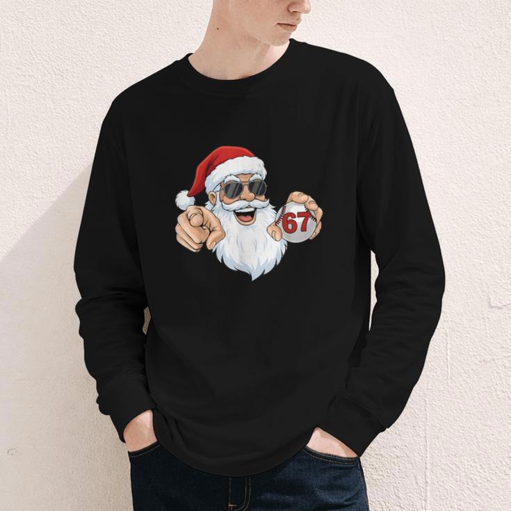 67 Baseball Santa Six Seven Meme Christmas Men Women Kids Youth Long Sleeve Tee
