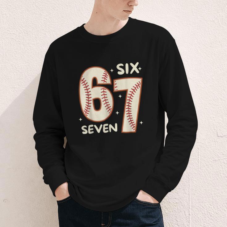 67 Baseball Six Seven 6 7 Meme Kids 67 Teen Boys 6-7 Youth Long Sleeve Tee
