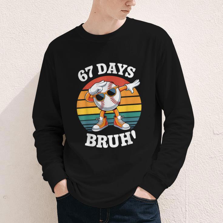 67 Days Of School Bruh Teacher Kids Dabbing Baseball Youth Long Sleeve Tee