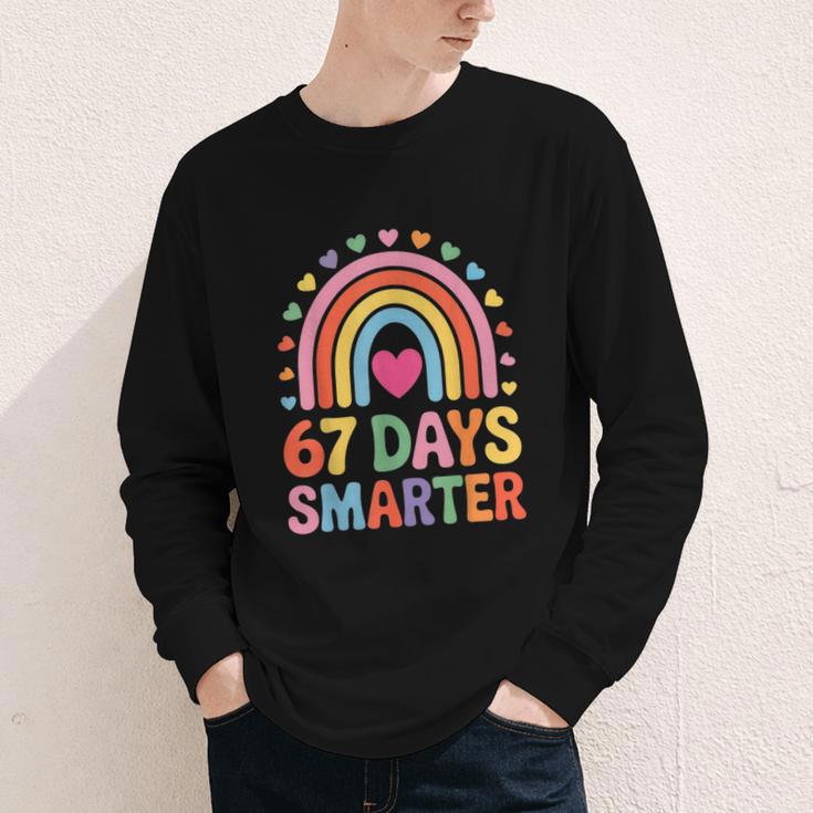 67 Days Smarter Rainbow For Back To School Kids Youth Long Sleeve Tee