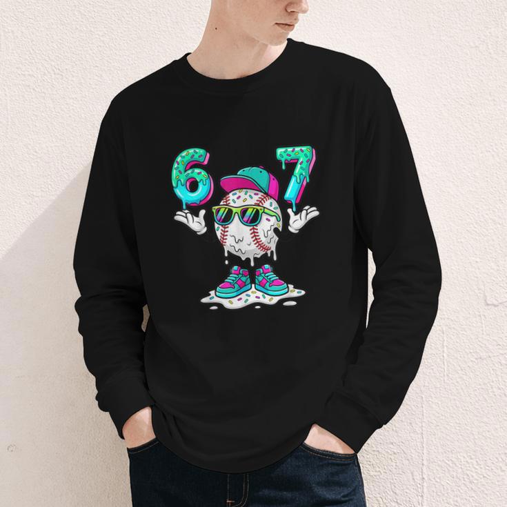 67 Meme Six Seven 6 7 Meme Baseball Drip Youth Long Sleeve Tee