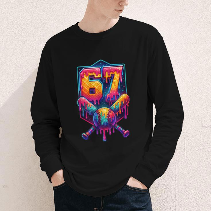 67 Meme Trendy Baseball Number 67 Player Six Seven Youth Long Sleeve Tee 67 Meme Trendy Baseball Number 67 Player Six Seven Youth Long Sleeve Tee