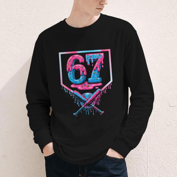 67 Six Seven Baseball Ice Cream Drip Cool Meme 67 Youth Long Sleeve Tee