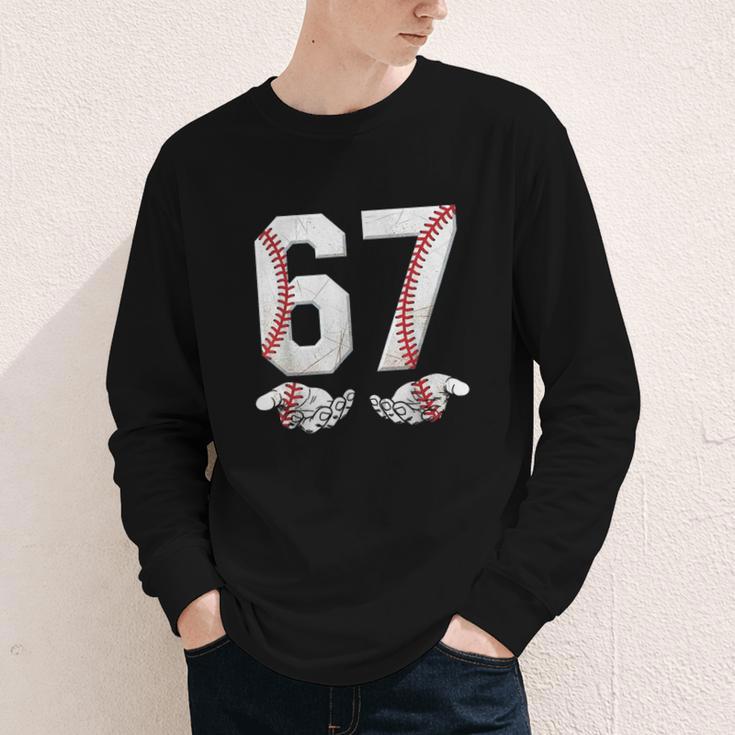 67 Six Seven Number 6 7 Meme Baseball Six Seven For Boys Men Youth Long Sleeve Tee 67 Six Seven Number 6 7 Meme Baseball Six Seven For Boys Men Youth Long Sleeve Tee