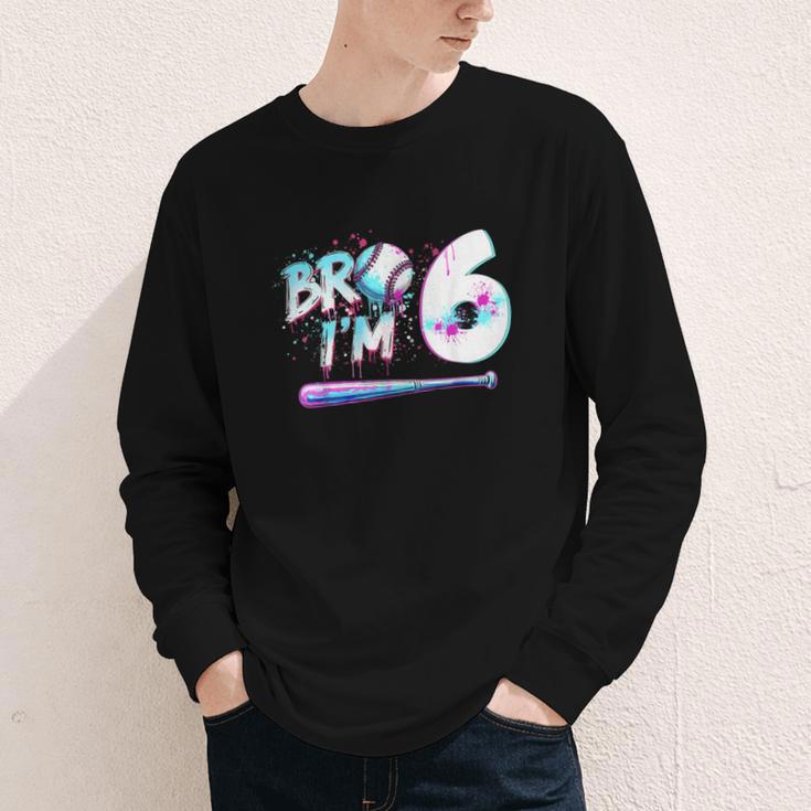 6th Birthday Boy Bro I'm 6 Year Old Baseball Ice Cream Drip Youth Long Sleeve Tee 6th Birthday Boy Bro I'm 6 Year Old Baseball Ice Cream Drip Youth Long Sleeve Tee