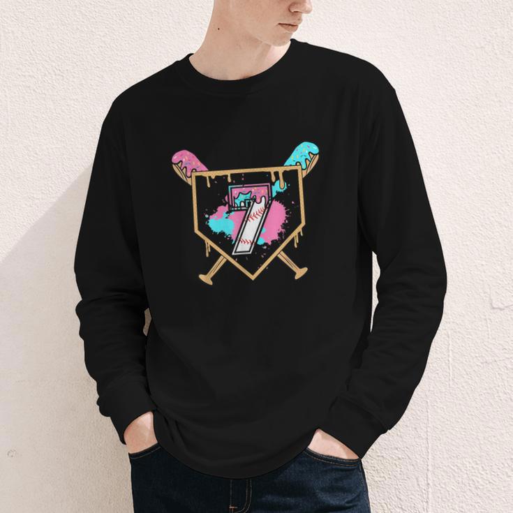 7th Birthday Baseball Bat Ice-Cream Drip 7yrs Old Boys Girls Youth Long Sleeve Tee 7th Birthday Baseball Bat Ice-Cream Drip 7yrs Old Boys Girls Youth Long Sleeve Tee