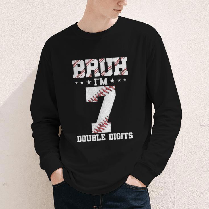 7th Birthday Baseball Bruh I'm 7 Double Digits 7 Years Old Youth Long Sleeve Tee 7th Birthday Baseball Bruh I'm 7 Double Digits 7 Years Old Youth Long Sleeve Tee
