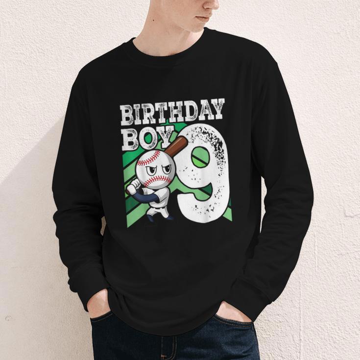 9th Birthday Baseball Birthday Party 9th Birthday Boy Youth Long Sleeve Tee
