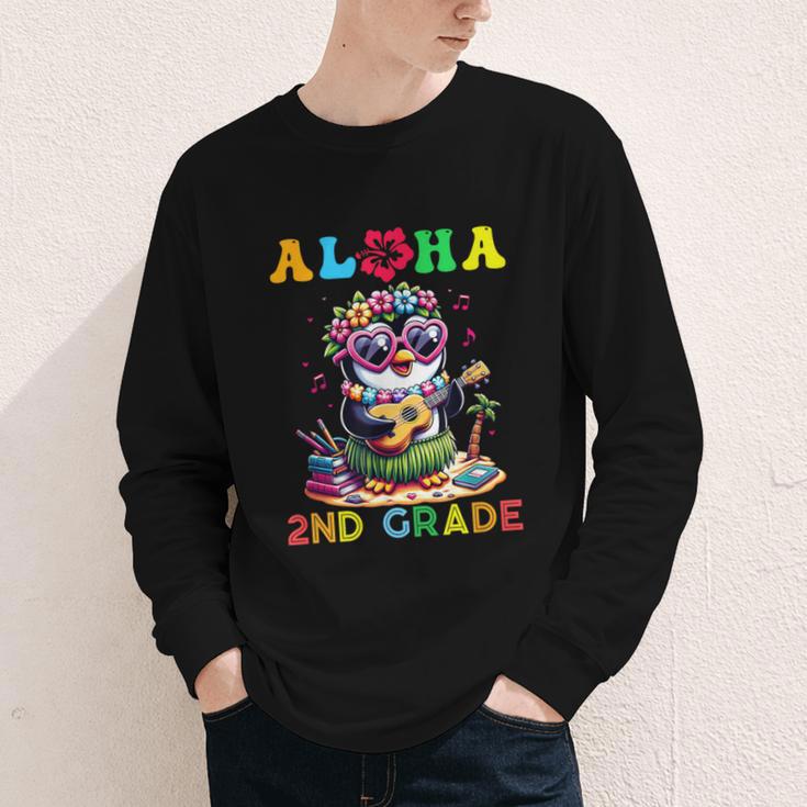 Aloha Second Grade Penguin Hawaii Back To School Kids Girl Youth Long Sleeve Tee