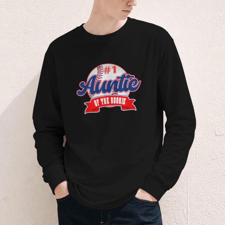 Auntie Rookie Of Year 1st Birthday Baseball Theme Matching Youth Long Sleeve Tee