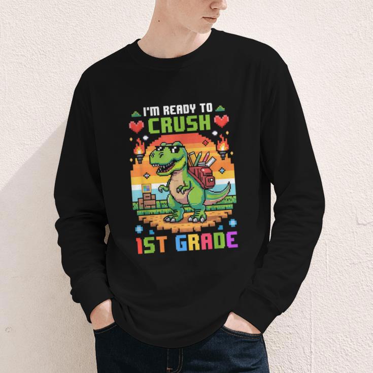 Back To School 1St Grade Boys I'm Ready To Crush Dinosaur Youth Long Sleeve Tee Back To School 1St Grade Boys I'm Ready To Crush Dinosaur Youth Long Sleeve Tee
