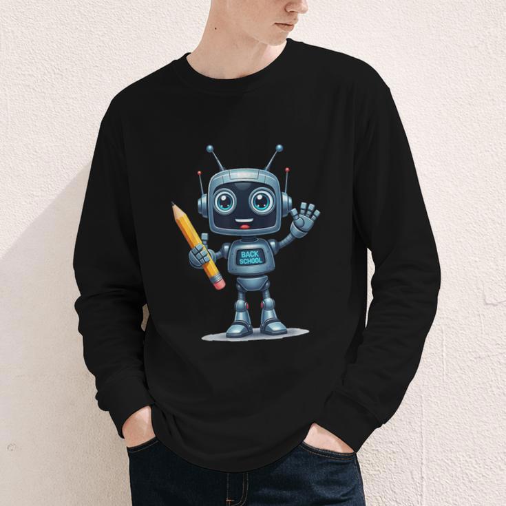 Back To School 2025 Robot Pencil For Kids Youth Long Sleeve Tee