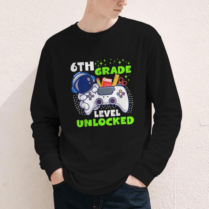Back To School 6th Grade Level Unlocked Gamer Boys Kids Youth Long Sleeve Tee