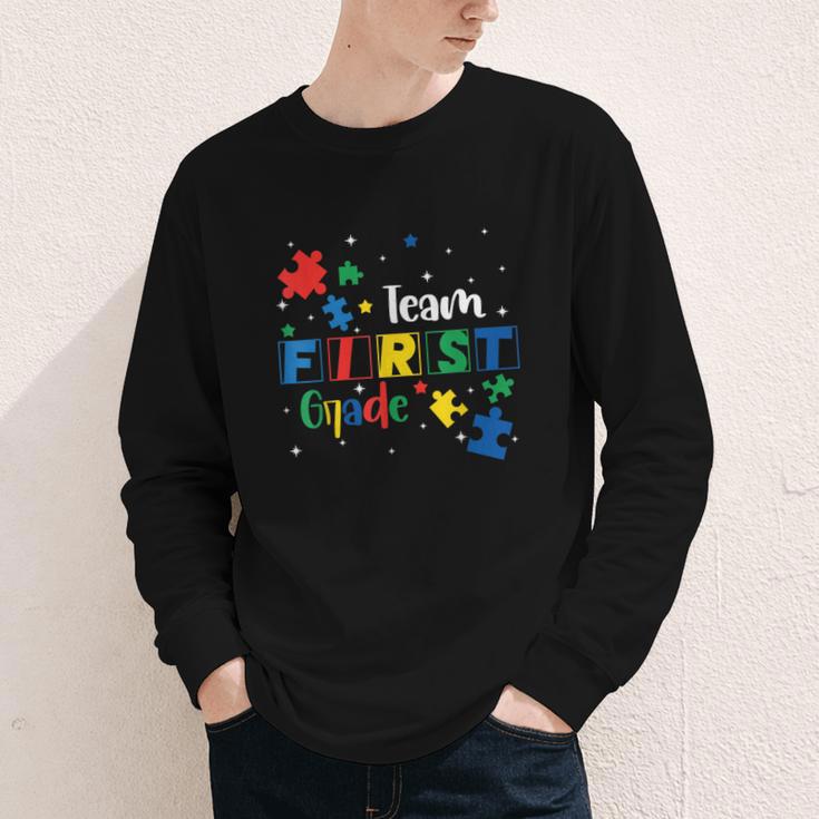 Back To School Autism Puzzle Pieces Autistic First Grade ASD Youth Long Sleeve Tee Back To School Autism Puzzle Pieces Autistic First Grade ASD Youth Long Sleeve Tee