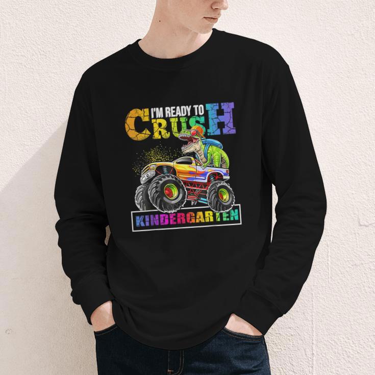Back To School Boy Dinosaur I'm Ready To Crush Kindergarten Youth Long Sleeve Tee Back To School Boy Dinosaur I'm Ready To Crush Kindergarten Youth Long Sleeve Tee