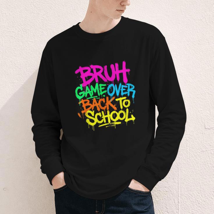 Back To School Bruh Game Over Gaming Boys Youth Long Sleeve Tee Back To School Bruh Game Over Gaming Boys Youth Long Sleeve Tee
