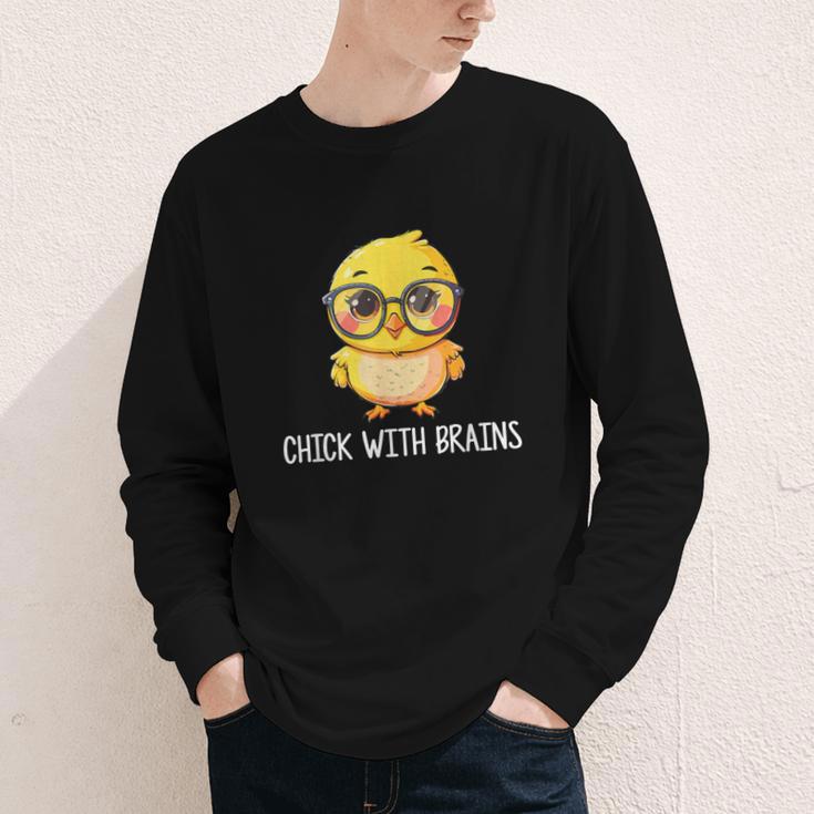 Back To School Chick With Brains Smart Intelligent Girls Youth Long Sleeve Tee Back To School Chick With Brains Smart Intelligent Girls Youth Long Sleeve Tee