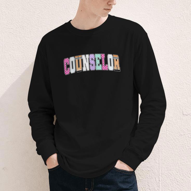Back To School Counselor Preppy Checkered Counselor Life Youth Long Sleeve Tee Back To School Counselor Preppy Checkered Counselor Life Youth Long Sleeve Tee