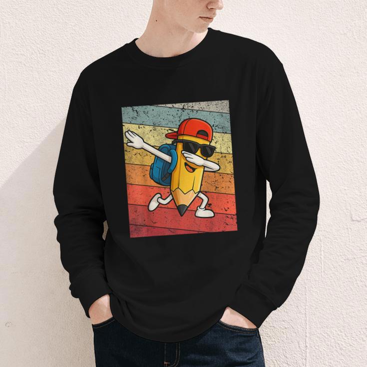 Back To School Dabbing Pencil First Day Boys Kids Youth Long Sleeve Tee