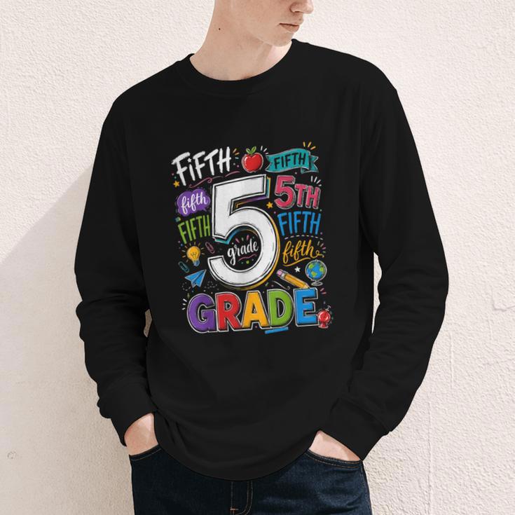 Back To School Fifth 5th Grade Classroom Typography Youth Long Sleeve Tee Back To School Fifth 5th Grade Classroom Typography Youth Long Sleeve Tee