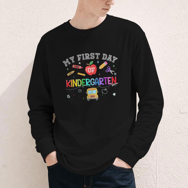 Back To School My First Day Of Kindergarten Boy Girl Youth Long Sleeve Tee