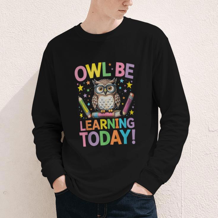 Back To School First Day Of School Owl Be Learning Today Youth Long Sleeve Tee