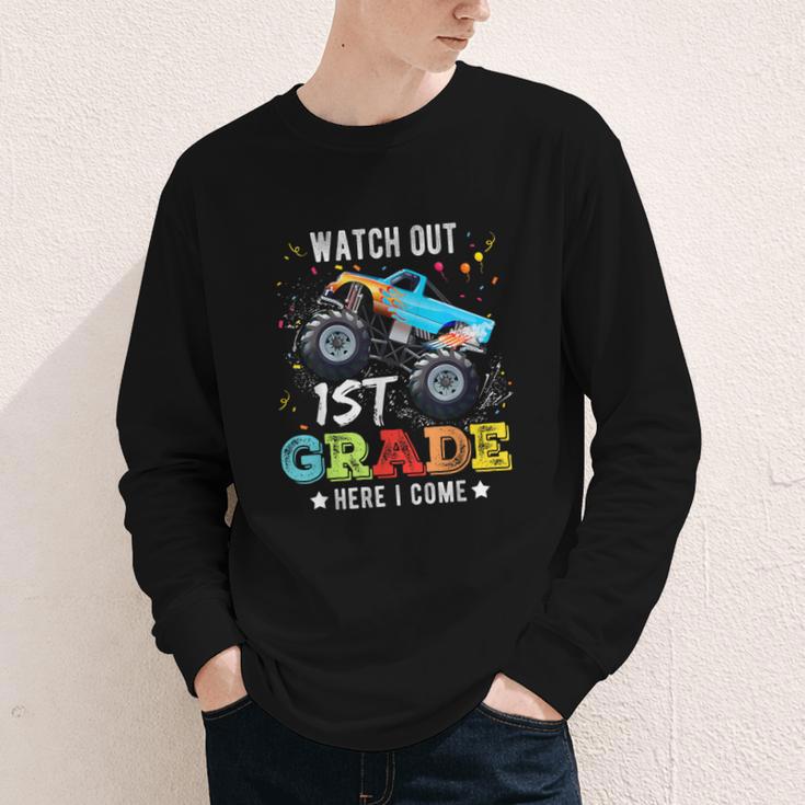 Back To School First Grade Here I Come For Boy Kids Truck Youth Long Sleeve Tee Back To School First Grade Here I Come For Boy Kids Truck Youth Long Sleeve Tee
