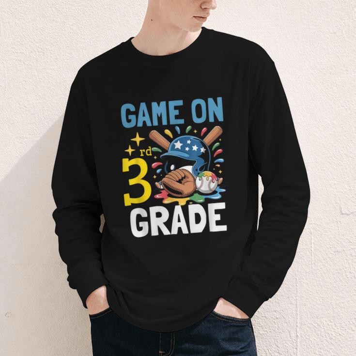 Back To School Game On Third Grade Baseball First Day Boys Youth Long Sleeve Tee Back To School Game On Third Grade Baseball First Day Boys Youth Long Sleeve Tee