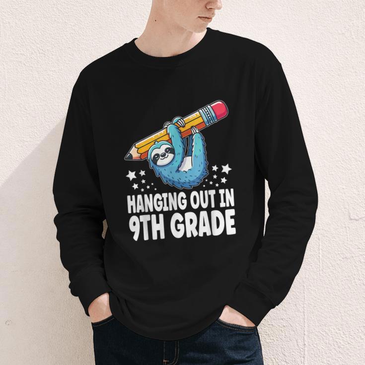 Back To School Ninth Grade Sloth Hanging Out In 9th Grade Youth Long Sleeve Tee