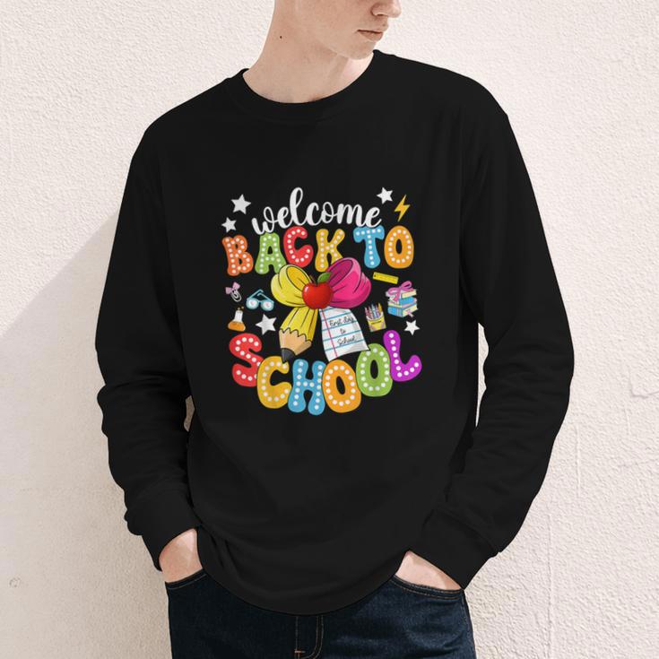 Back To School Pencil Coquette Bow First Day Of School Kids Youth Long Sleeve Tee Back To School Pencil Coquette Bow First Day Of School Kids Youth Long Sleeve Tee