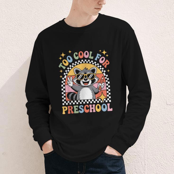 Back To School Raccoon Too Cool For Pre- K Preschool Youth Long Sleeve Tee Back To School Raccoon Too Cool For Pre- K Preschool Youth Long Sleeve Tee