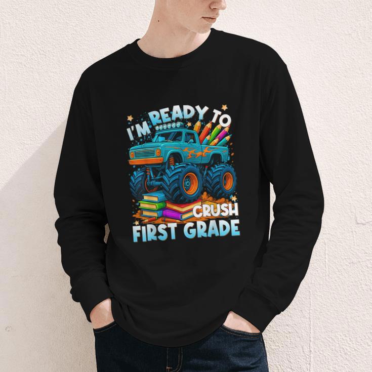 Back To School Ready To Crush 1st Grade Monster Truck Boys Youth Long Sleeve Tee