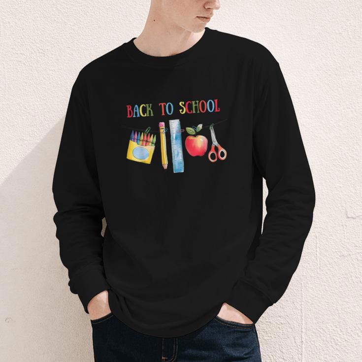 Back To School Shirt Apple Crayons Pencil Ruler Cute Graphic Youth Long Sleeve Tee Back To School Shirt Apple Crayons Pencil Ruler Cute Graphic Youth Long Sleeve Tee