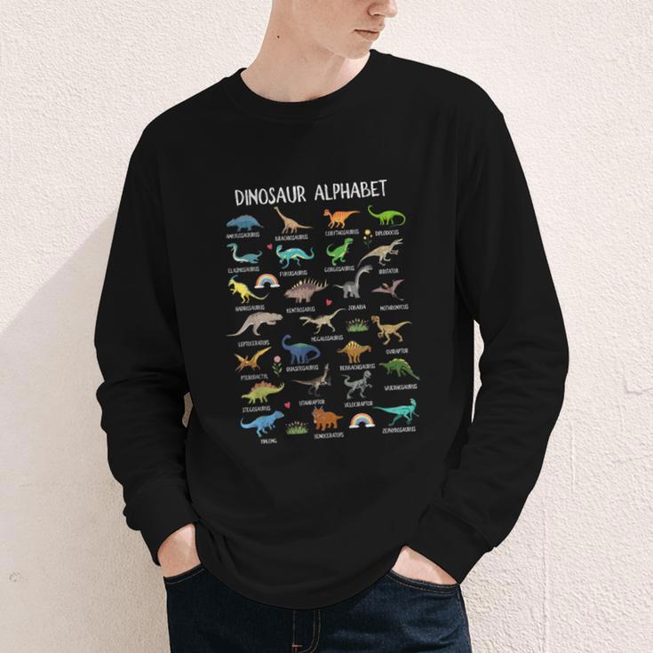 Back To School Types Of Dinosaurs Alphabet Identification Youth Long Sleeve Tee Back To School Types Of Dinosaurs Alphabet Identification Youth Long Sleeve Tee