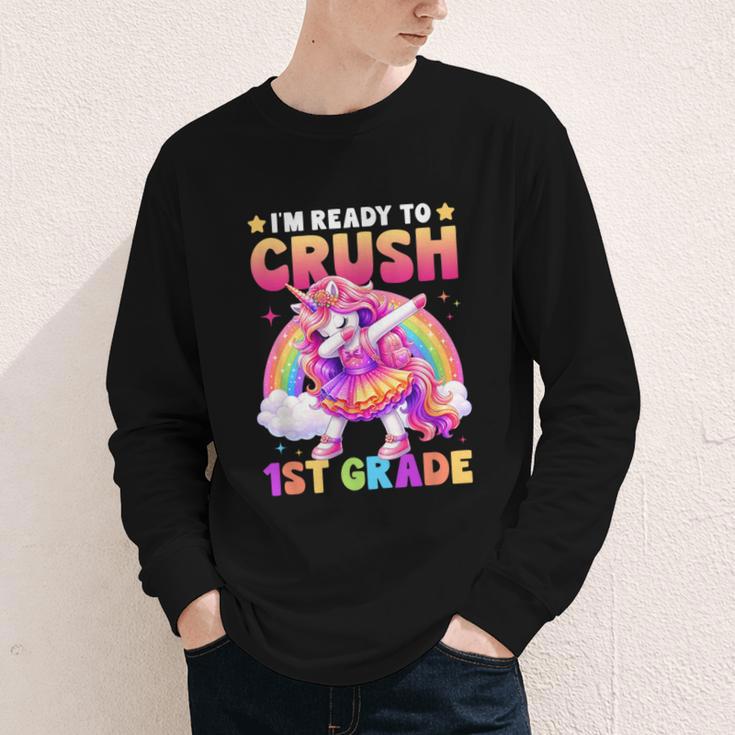 Back To School Unicorn Girls I'm Ready To Crush 1st Grade Youth Long Sleeve Tee Back To School Unicorn Girls I'm Ready To Crush 1st Grade Youth Long Sleeve Tee