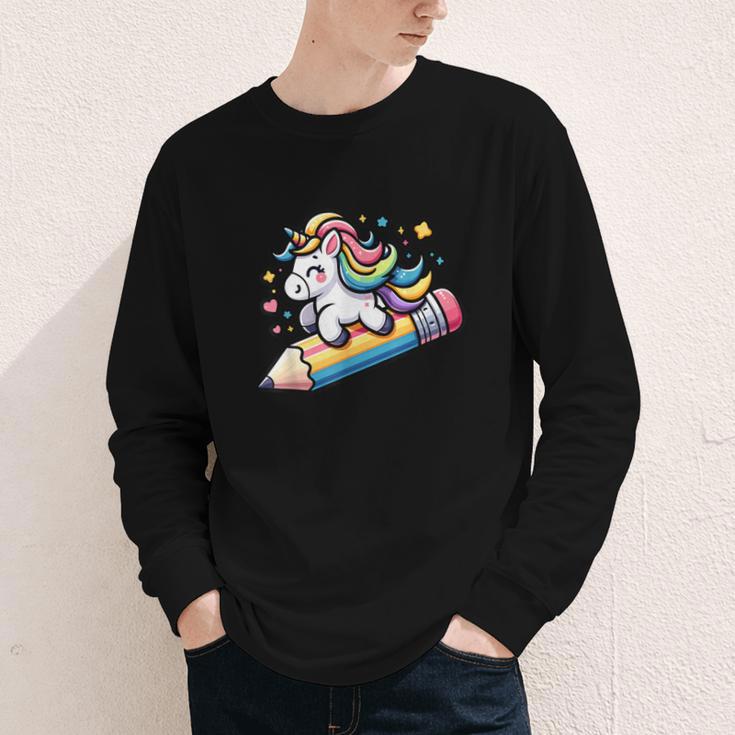 Back To School Unicorn Riding A Pencil Youth Long Sleeve Tee Back To School Unicorn Riding A Pencil Youth Long Sleeve Tee