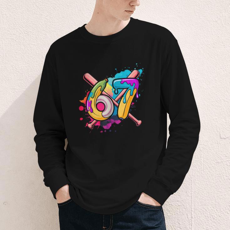 Banana Baseball 67 Ice Cream Drip Meme Youth Long Sleeve Tee