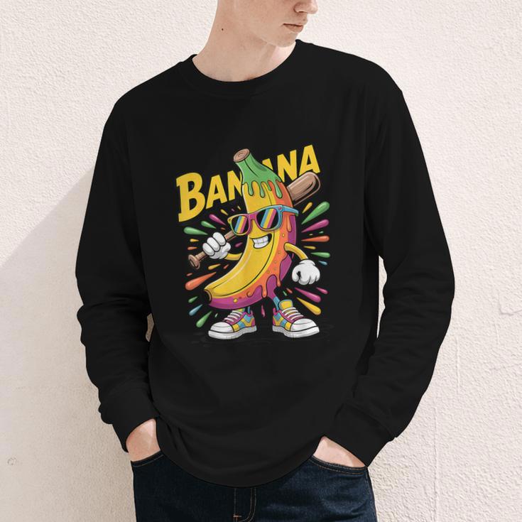 Banana Baseball Cartoon Cool Sports Kids Teens Youth Long Sleeve Tee Banana Baseball Cartoon Cool Sports Kids Teens Youth Long Sleeve Tee
