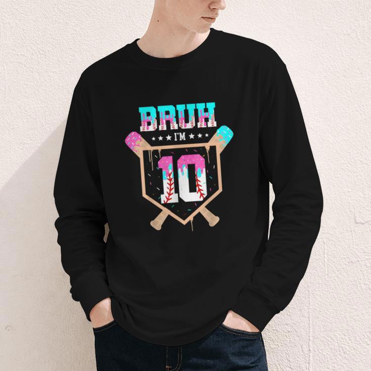 Baseball 10 Year Old Ice Cream Drip 10th Birthday Boy Player Youth Long Sleeve Tee Baseball 10 Year Old Ice Cream Drip 10th Birthday Boy Player Youth Long Sleeve Tee