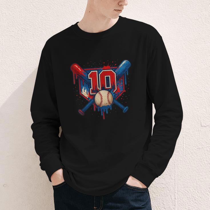 Baseball 10 Year Old Splash Drip 10th Birthday Boy Number 10 Youth Long Sleeve Tee Baseball 10 Year Old Splash Drip 10th Birthday Boy Number 10 Youth Long Sleeve Tee