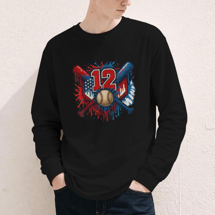 Baseball 12 Year Old Splash Drip 12th Birthday Boy Number 12 Youth Long Sleeve Tee Baseball 12 Year Old Splash Drip 12th Birthday Boy Number 12 Youth Long Sleeve Tee