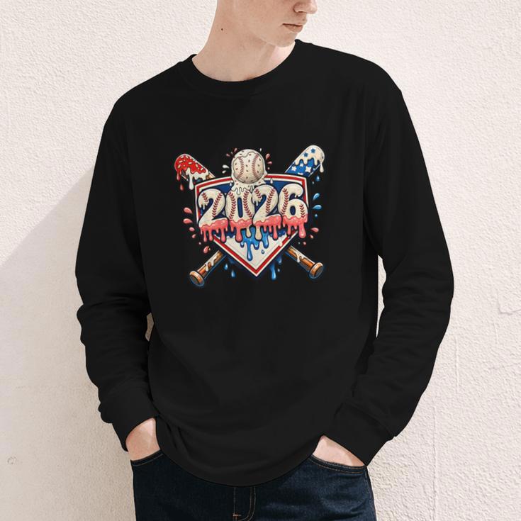 Baseball 2026 Ice Cream Drip Bats For Boys Birthday Graphic Youth Long Sleeve Tee Baseball 2026 Ice Cream Drip Bats For Boys Birthday Graphic Youth Long Sleeve Tee